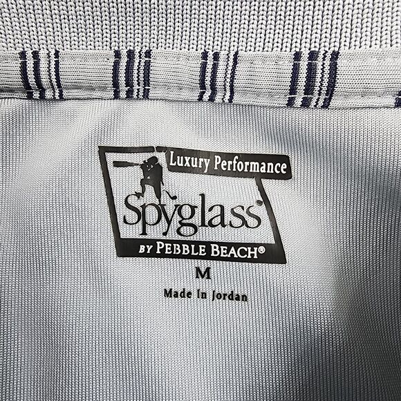 Spyglass Pebble Beach Shirt Mens Medium Gray Striped Golf Polo Performance - Picture 2 of 14